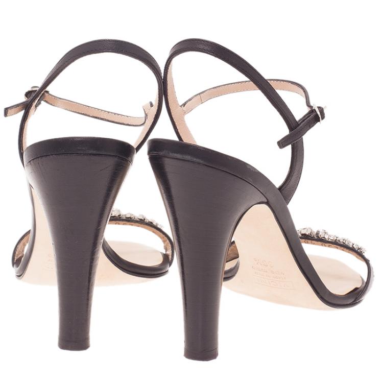 Pre Owned Giuseppe Zanotti Grey Jeweled Suede Sandals Size 38.5