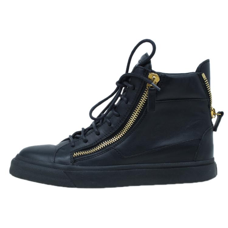 Pre Owned Giuseppe Zanotti Black Leather High Top Sneakers Size 39