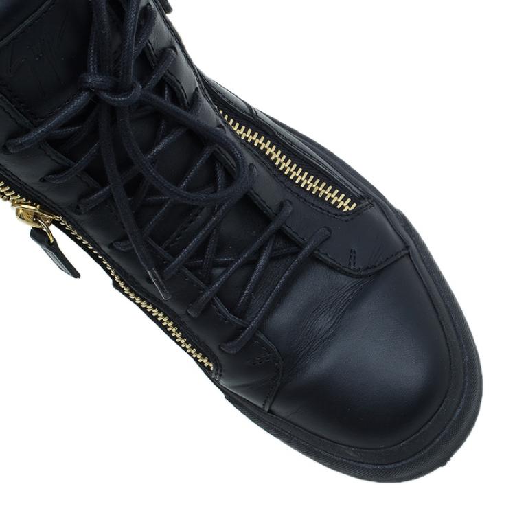 Pre Owned Giuseppe Zanotti Black Leather High Top Sneakers Size 39