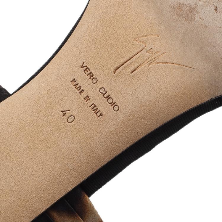 Pre Owned Giuseppe Zanotti Leopard Print Silk and Satin Bow Detail Sandals Size 40