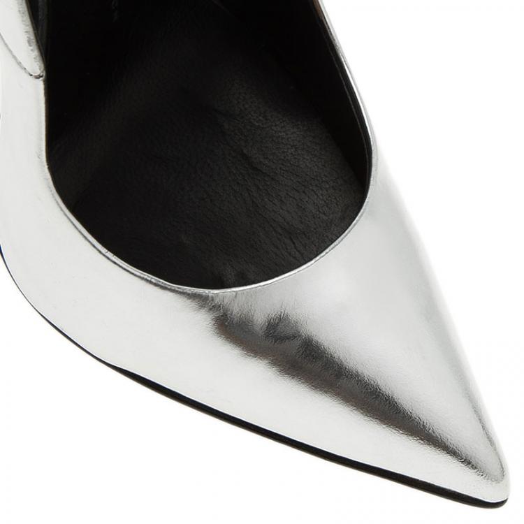 Pre Owned Giuseppe Zanotti Metallic Silver Pointed Toe Pumps Size 40 