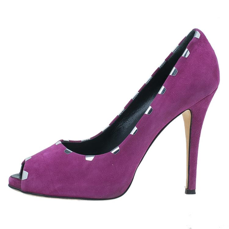 Pre Owned Giuseppe Zanotti Pink Suede Peep Toe Pumps Size 40