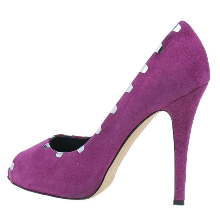 Pre Owned Giuseppe Zanotti Pink Suede Peep Toe Pumps Size 40