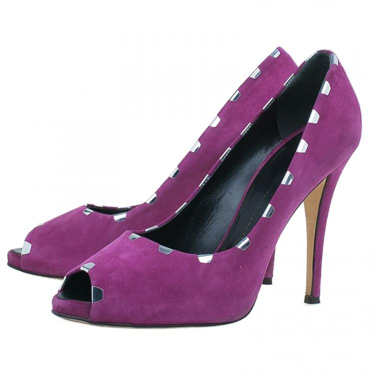 Pre Owned Giuseppe Zanotti Pink Suede Peep Toe Pumps Size 40