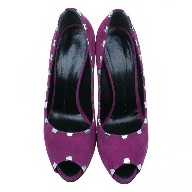 Pre Owned Giuseppe Zanotti Pink Suede Peep Toe Pumps Size 40