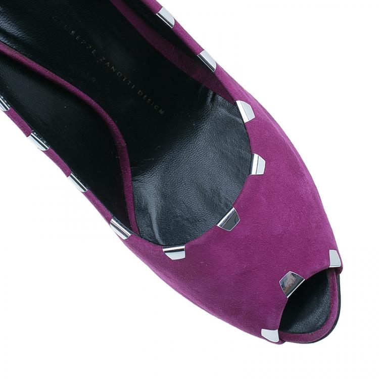 Pre Owned Giuseppe Zanotti Pink Suede Peep Toe Pumps Size 40