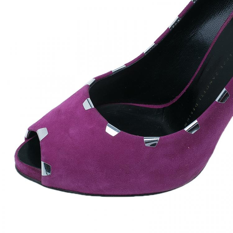 Pre Owned Giuseppe Zanotti Pink Suede Peep Toe Pumps Size 40