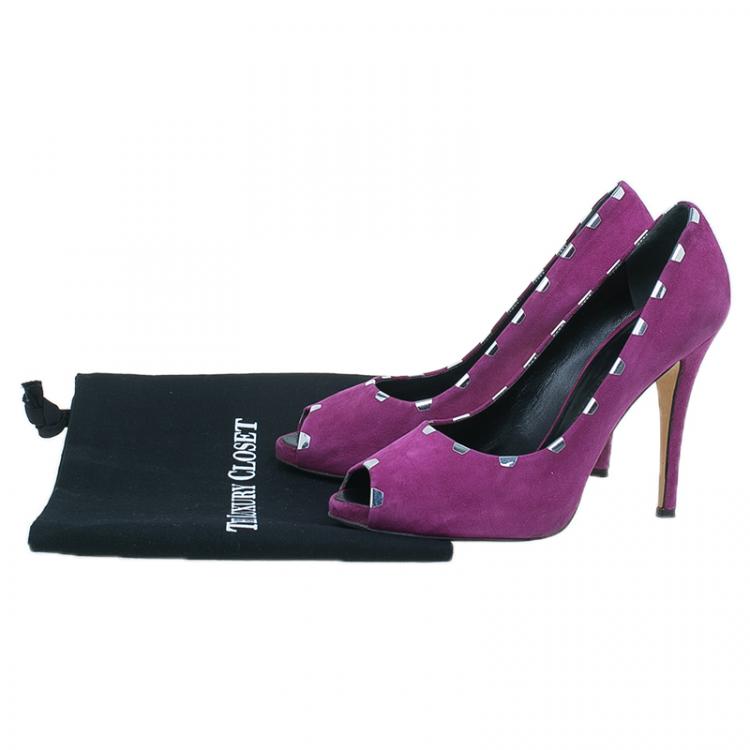 Pre Owned Giuseppe Zanotti Pink Suede Peep Toe Pumps Size 40