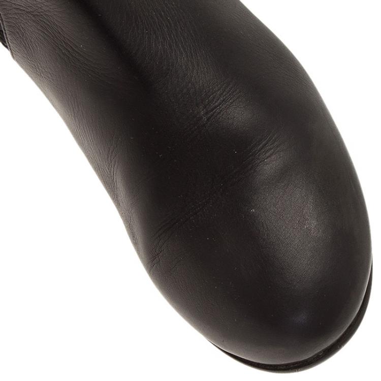 Pre Owned Giuseppe Zanotti Black Embossed Leather Tall Boots Size 37.5
