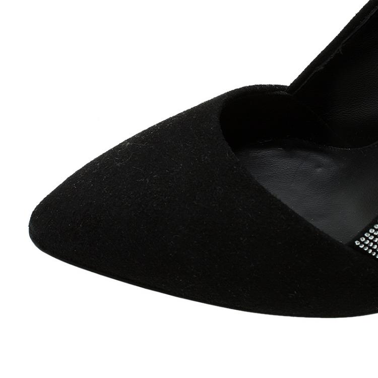 Pre Owned Giuseppe Zanotti Black Suede Studded Pointed Pumps Size 38