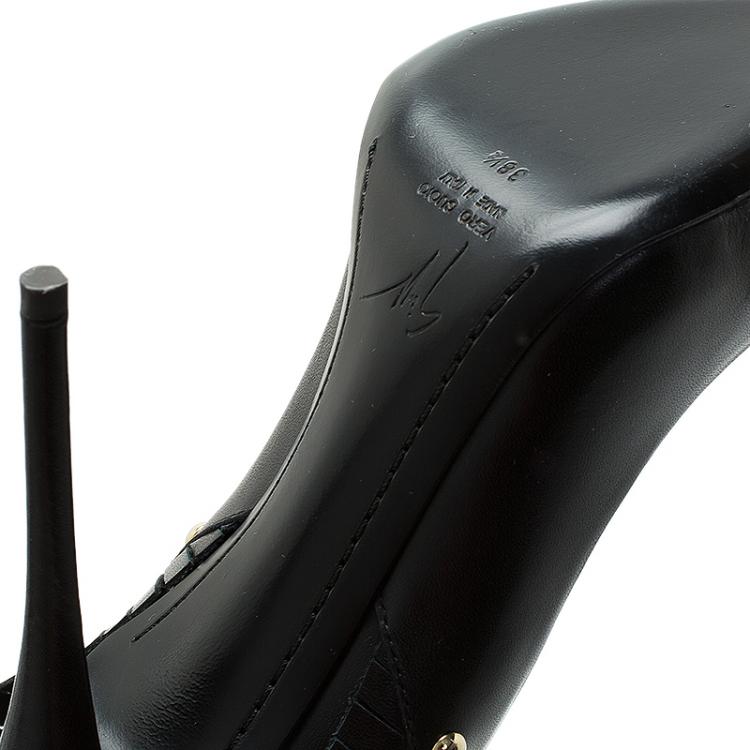 Pre Owned Giuseppe Zanotti Black Leather Studded Fringe Pumps Size 38.5