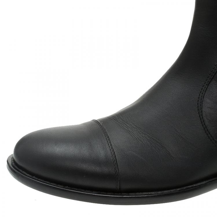 Pre Owned Giuseppe Zanotti Black Leather Chain Detail Ankle Boots Size 38.5