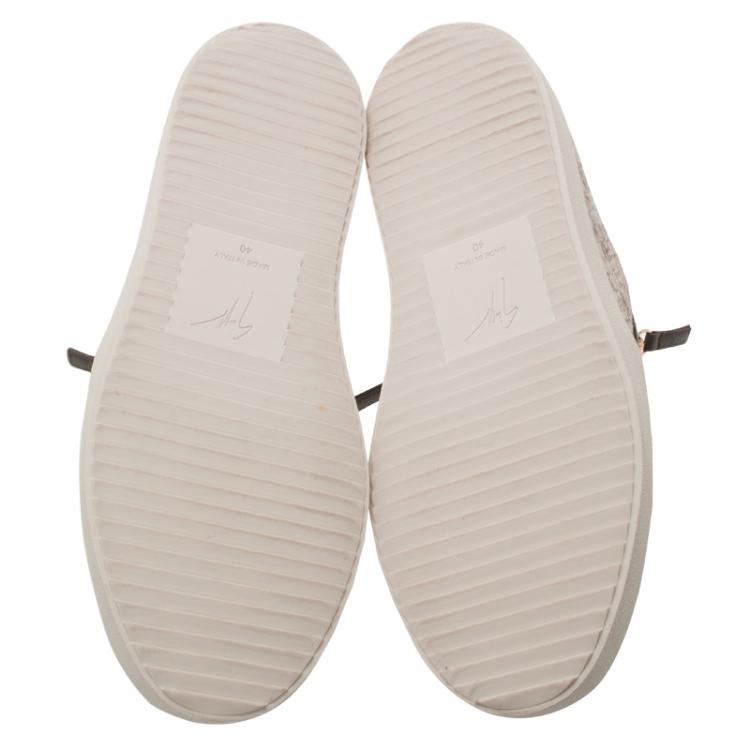 Pre Owned Giuseppe Zanotti Grey Python Embossed Eve Slip On Sneakers Size 40