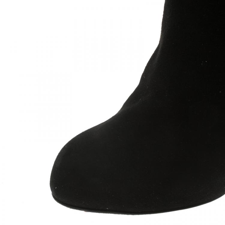 Pre Owned Giuseppe Zanotti Black Studded Suede Over Knee Boots Size 38