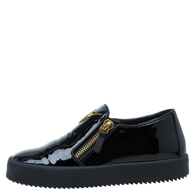 مملوكة مسبقًا Giuseppe Zanotti Black Patent Eve Slip On Size 37.5