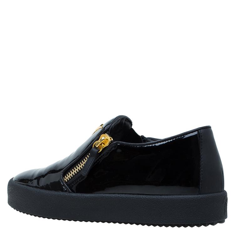 مملوكة مسبقًا Giuseppe Zanotti Black Patent Eve Slip On Size 37.5