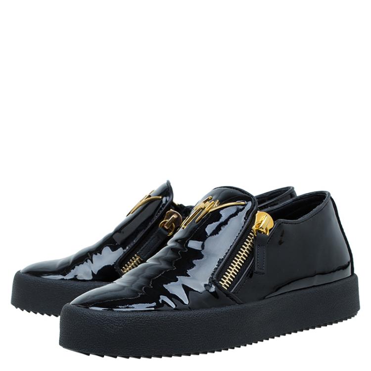 مملوكة مسبقًا Giuseppe Zanotti Black Patent Eve Slip On Size 37.5
