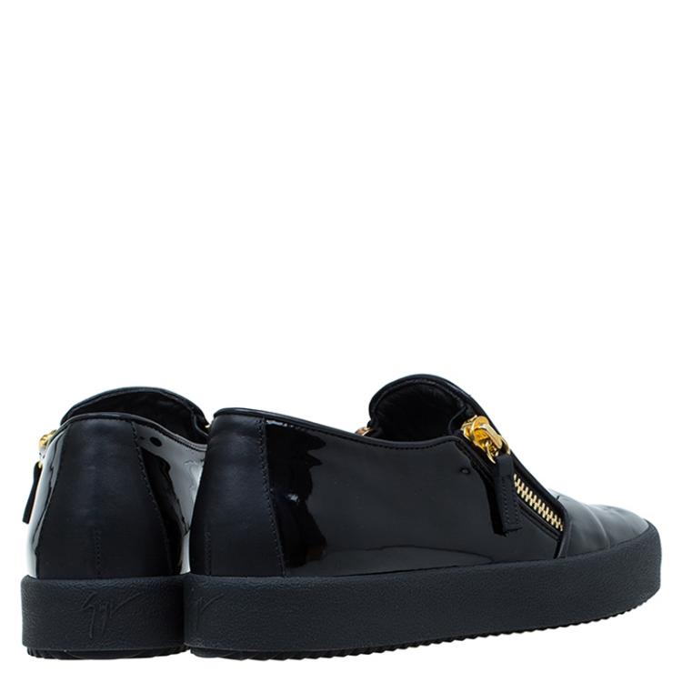 مملوكة مسبقًا Giuseppe Zanotti Black Patent Eve Slip On Size 37.5