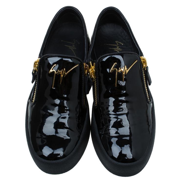 مملوكة مسبقًا Giuseppe Zanotti Black Patent Eve Slip On Size 37.5