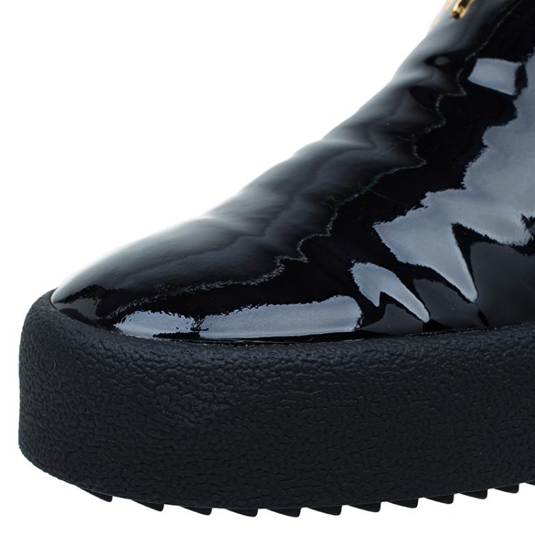 مملوكة مسبقًا Giuseppe Zanotti Black Patent Eve Slip On Size 37.5