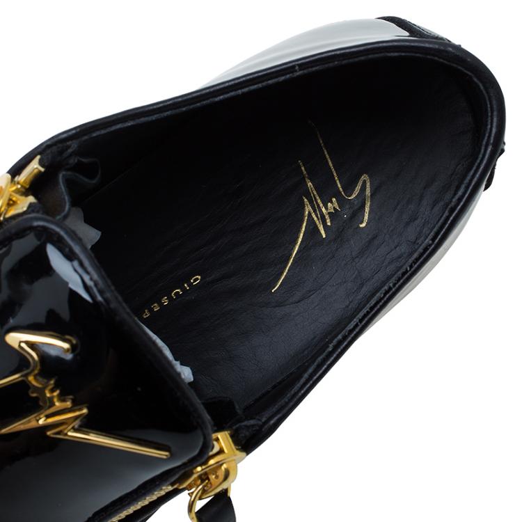 مملوكة مسبقًا Giuseppe Zanotti Black Patent Eve Slip On Size 37.5