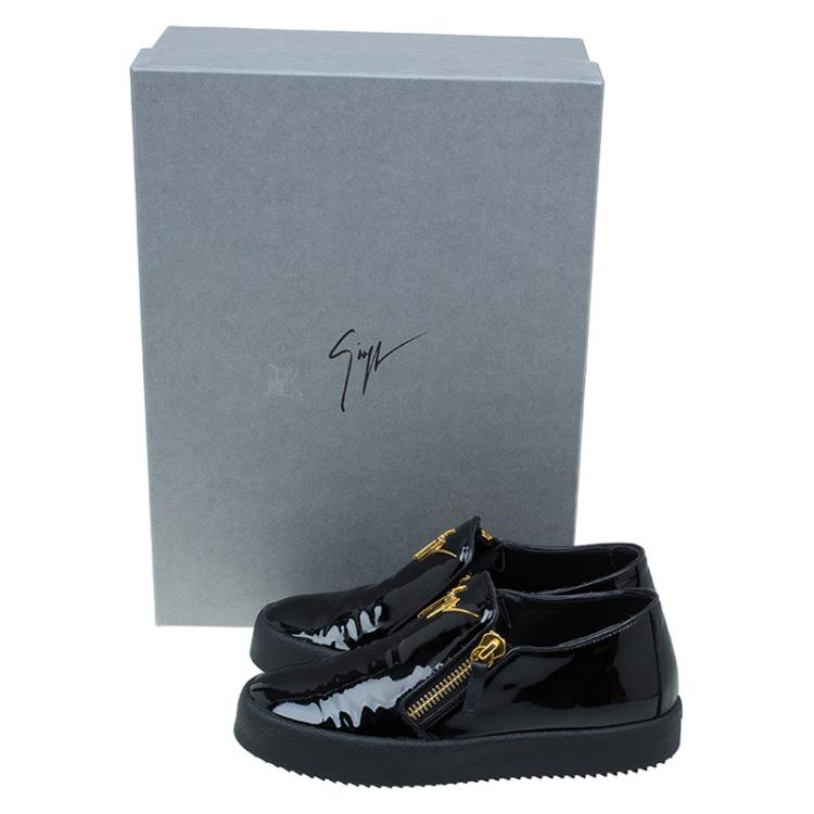 مملوكة مسبقًا Giuseppe Zanotti Black Patent Eve Slip On Size 37.5