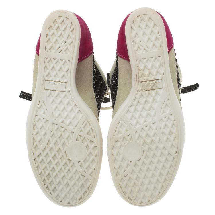 مملوكة مسبقًا Giuseppe Zanotti Multicolor Embellished Suede Wedge Sneakers Size 40