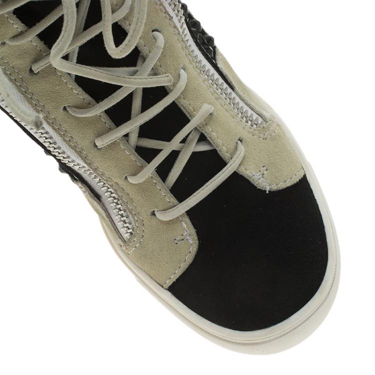 مملوكة مسبقًا Giuseppe Zanotti Multicolor Embellished Suede Wedge Sneakers Size 40