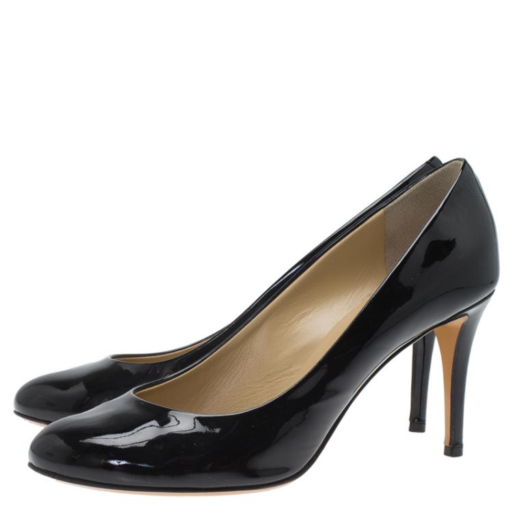 Pre Owned Giuseppe Zanotti Black Patent Round Toe Pumps Size 40