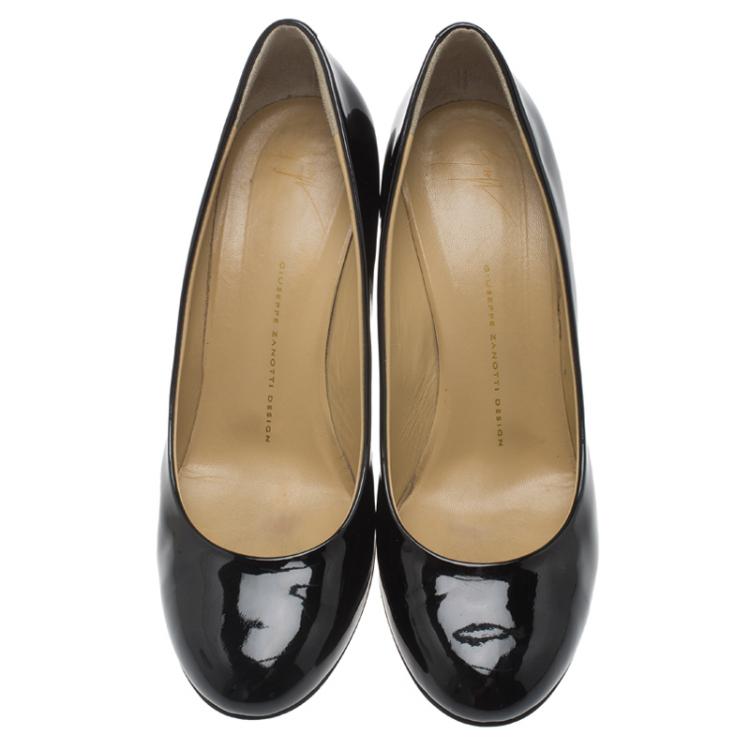Pre Owned Giuseppe Zanotti Black Patent Round Toe Pumps Size 40