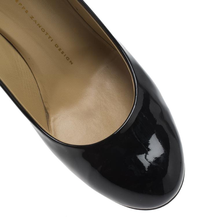 Pre Owned Giuseppe Zanotti Black Patent Round Toe Pumps Size 40
