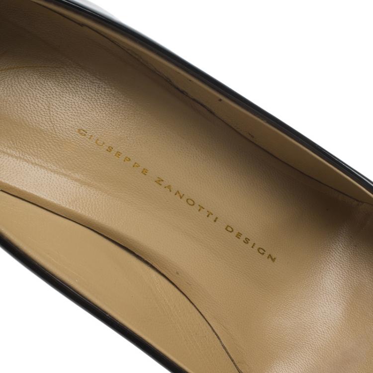 Pre Owned Giuseppe Zanotti Black Patent Round Toe Pumps Size 40