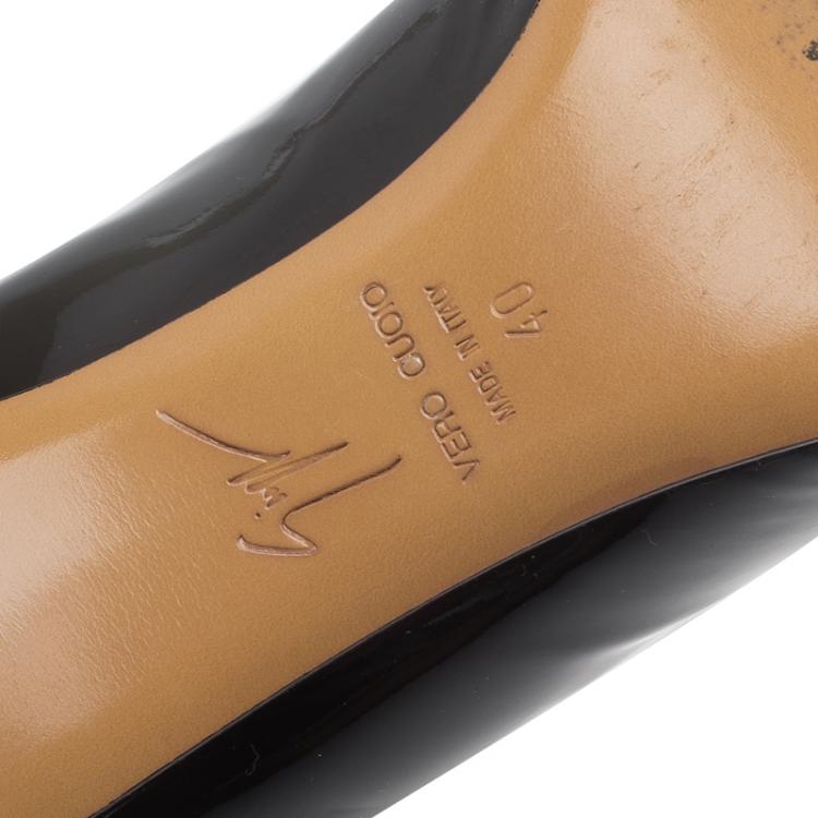 Pre Owned Giuseppe Zanotti Black Patent Round Toe Pumps Size 40