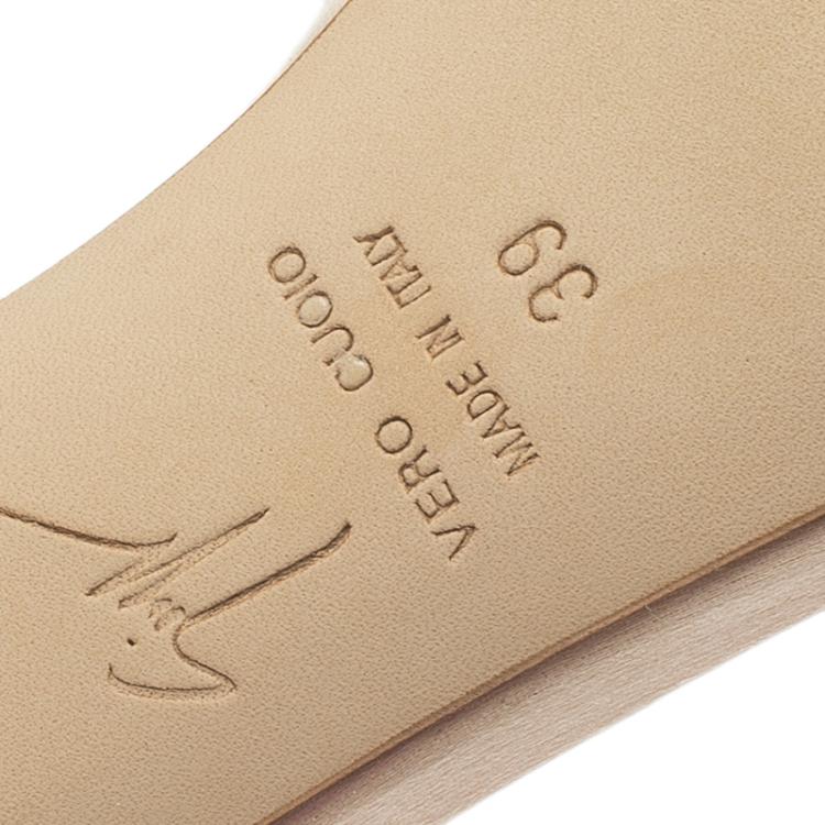 Pre Owned Giuseppe Zanotti Light Pink Suede and Fur Spiked Ankle Strap Sandals Size 39