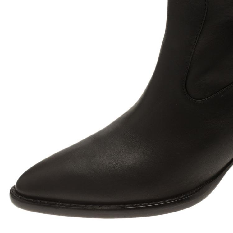 Pre Owned Giuseppe Zanotti Black Snake Embellished Leather Guns 55 Cowboy Boots Size 38.5