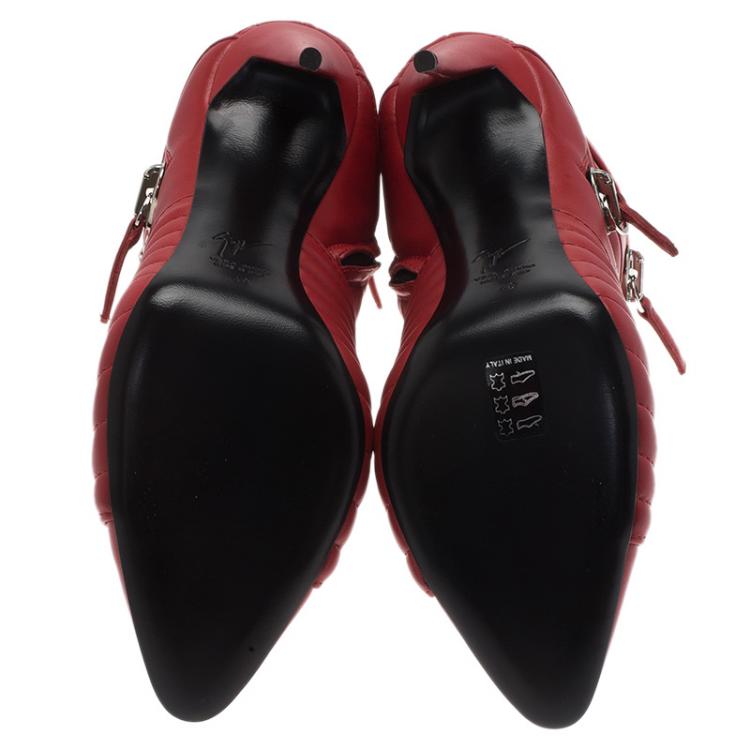 Pre Owned Giuseppe Zanotti Red Quilted Leather Olinda Boots Size 40