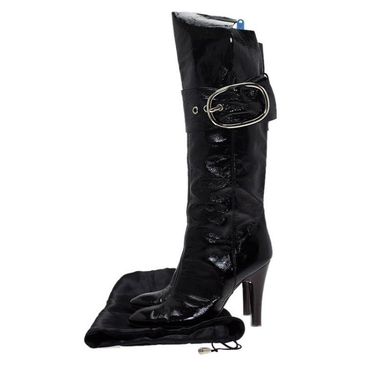 مملوكة مسبقًا Giuseppe Zanotti Black Patent Knee Boots Size 36