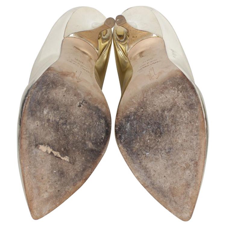 مملوكة مسبقًا Giuseppe Zanotti Gold Metallic Leather Pumps Size 38.5