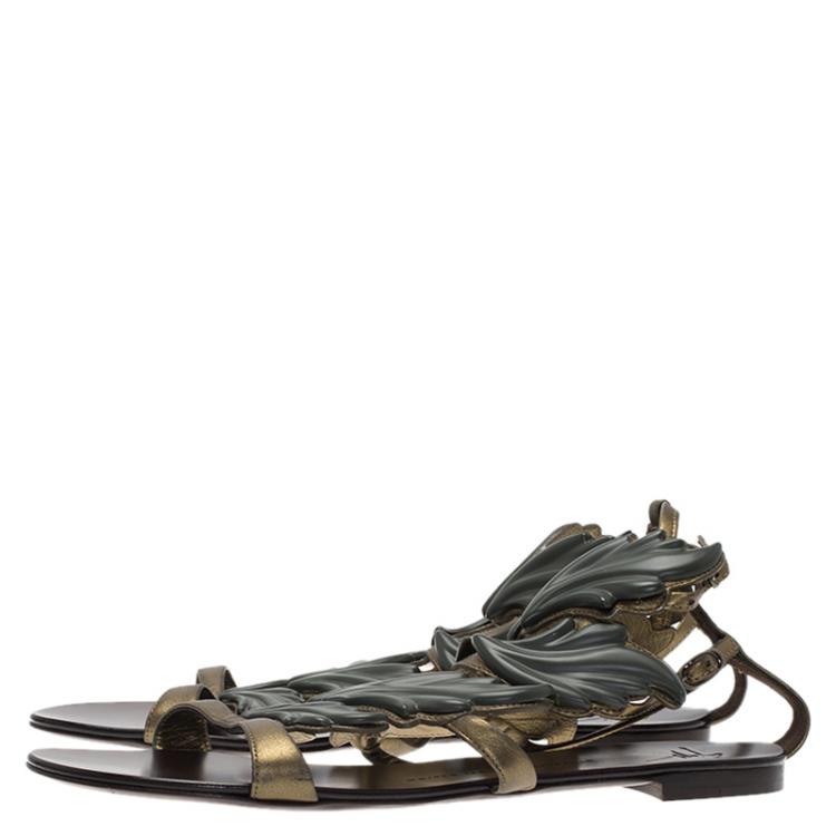 Pre Owned Giuseppe Zanotti Two Tone Leather Cruel Gladiator Flat Sandals Size 41