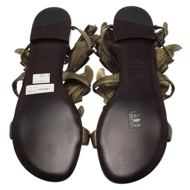 Pre Owned Giuseppe Zanotti Two Tone Leather Cruel Gladiator Flat Sandals Size 41