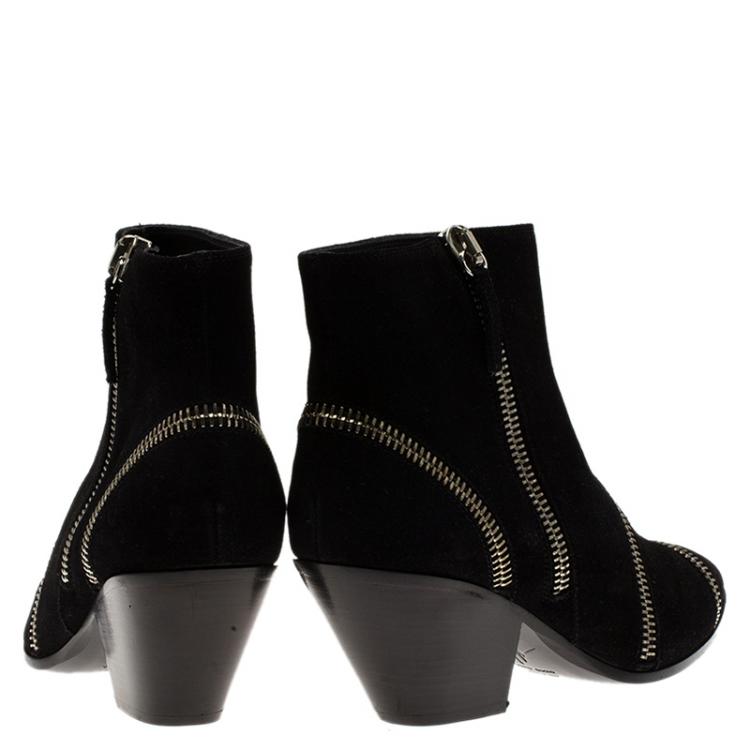 Pre Owned Giuseppe Zanotti Black Suede Guns 55 Zip Detail Ankle Boots Size 41