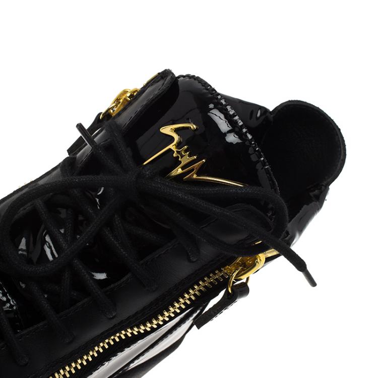 Pre Owned Giuseppe Zanotti Black Patent Leather High Top Sneakers Size 40