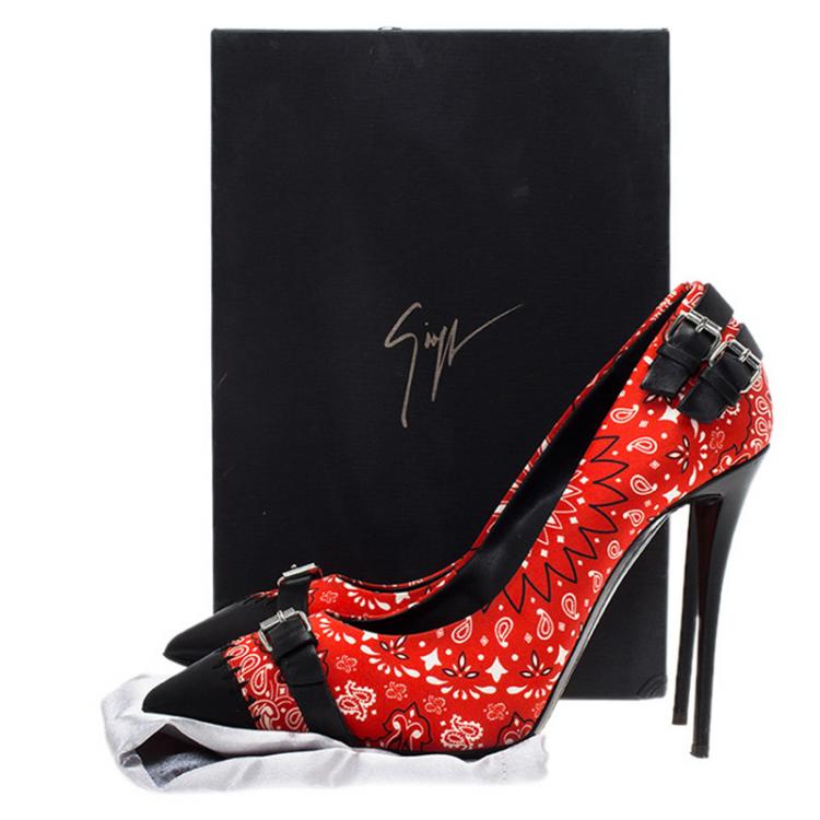 Giuseppe Zanotti Red Floral Satin and 