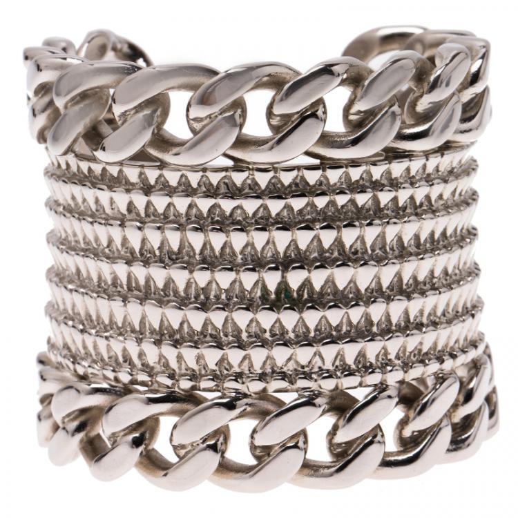 Pre Owned Givenchy Armadillo Silver Tone Cuff Bracelet