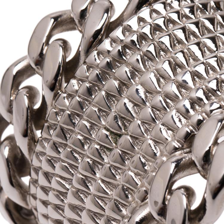 Pre Owned Givenchy Armadillo Silver Tone Cuff Bracelet