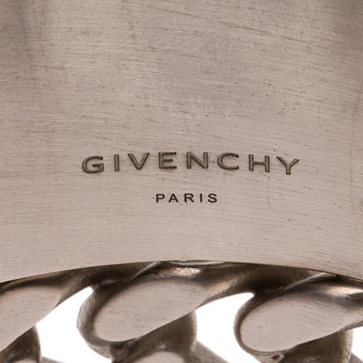 Pre Owned Givenchy Armadillo Silver Tone Cuff Bracelet