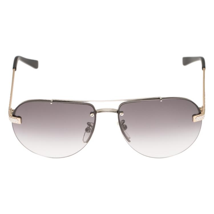 Pre Owned Givenchy Silver and Black SGV465 Aviator Sunglasses