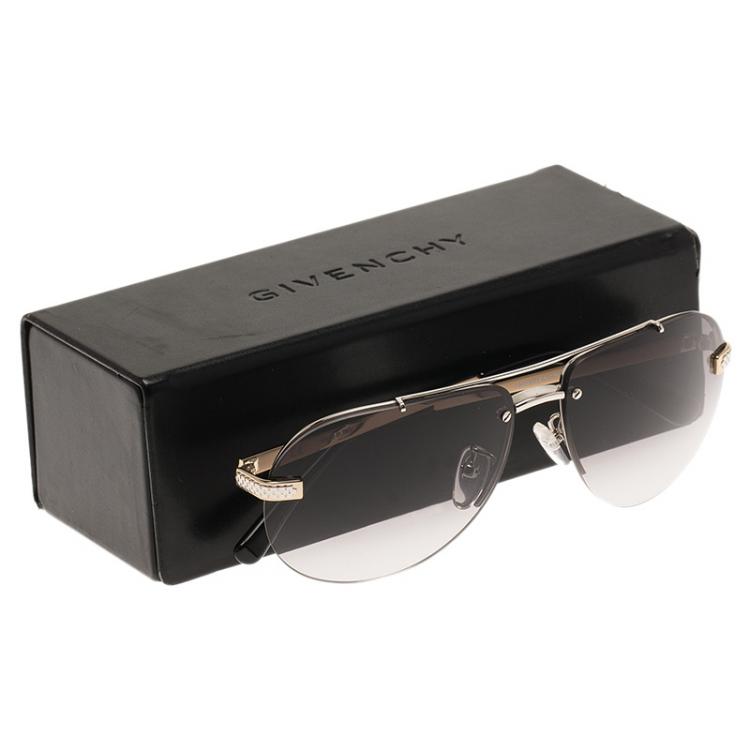 Pre Owned Givenchy Silver and Black SGV465 Aviator Sunglasses