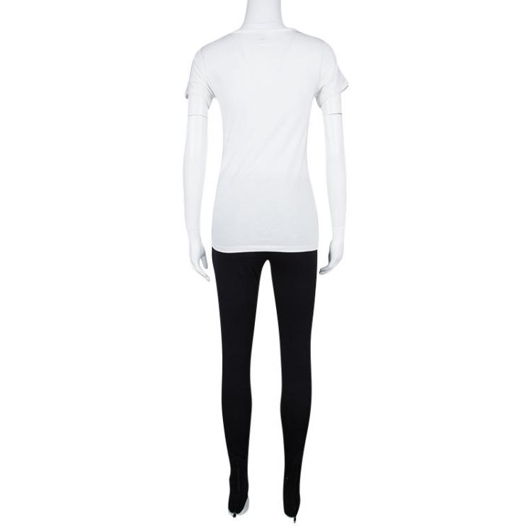Pre Owned Givenchy Black Cotton Jersey Zip Detail Leggings M