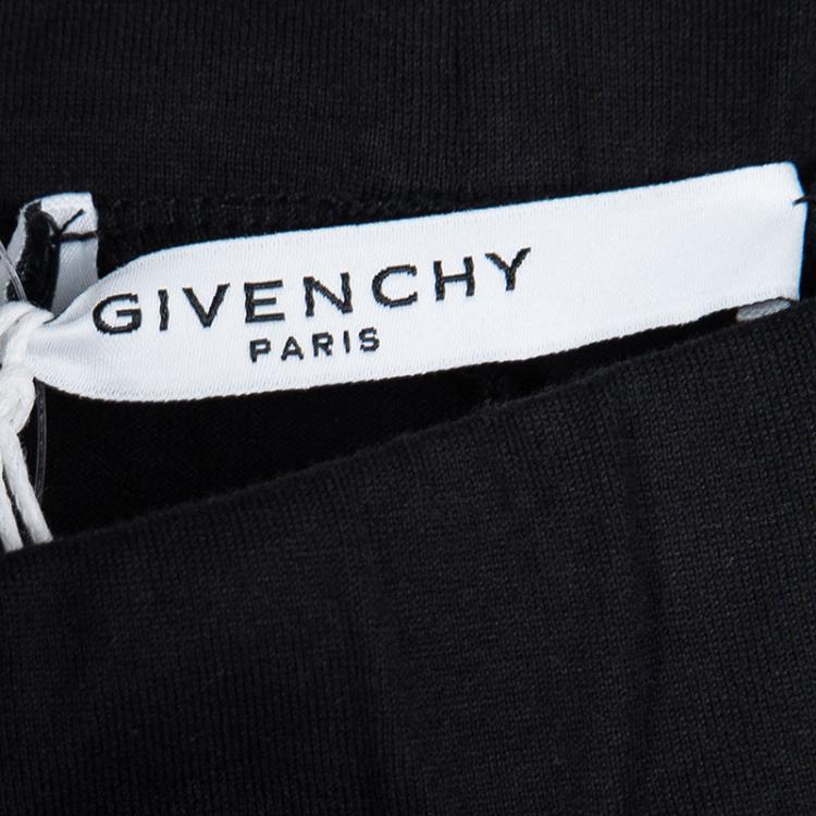 Pre Owned Givenchy Black Cotton Jersey Zip Detail Leggings M
